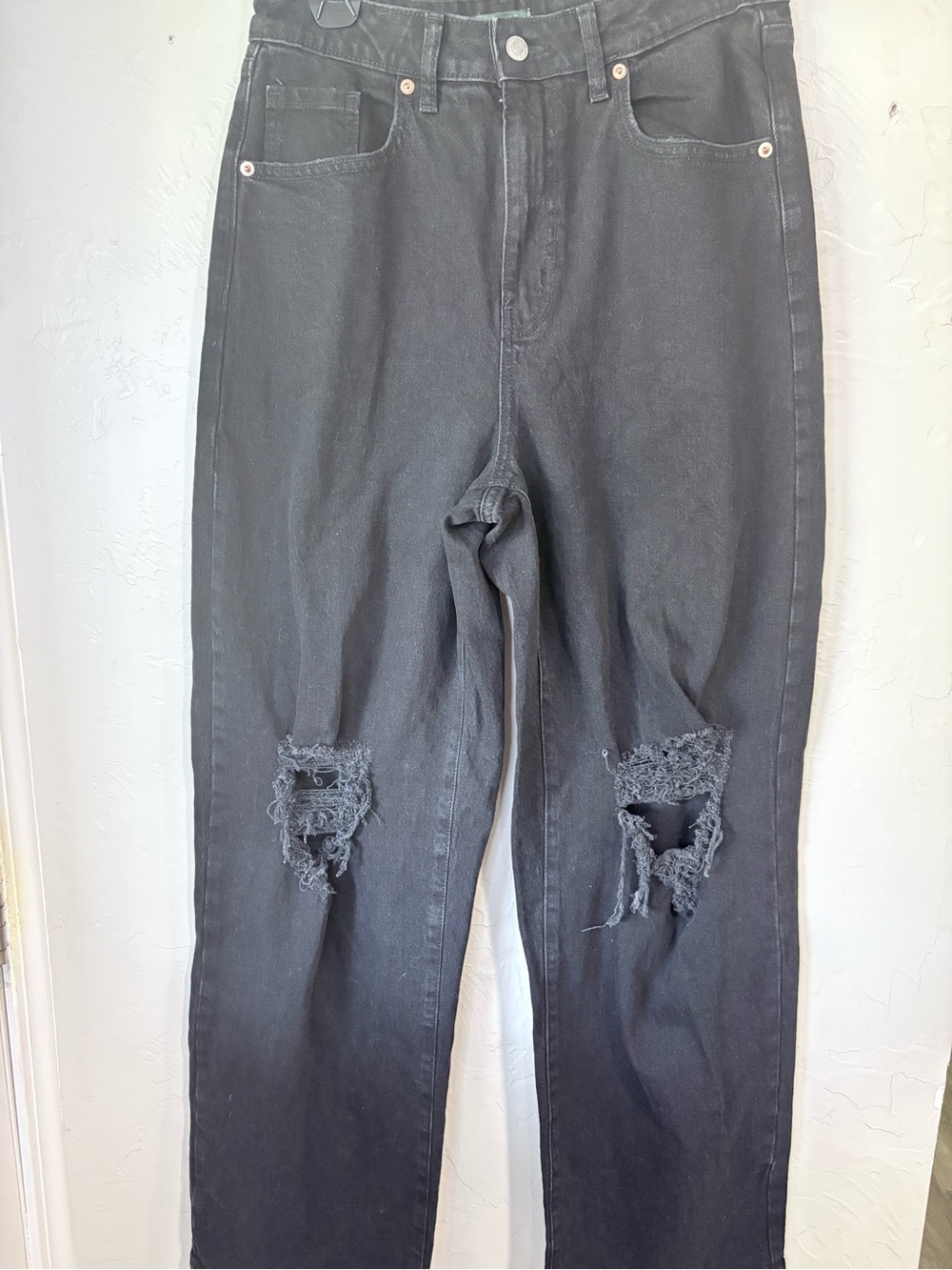wild fable Black Distressed High-Waist Jeans